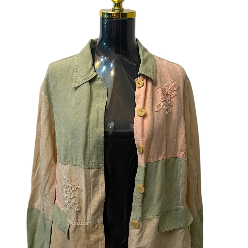 Patchwork Green and Pink Women's Jacket